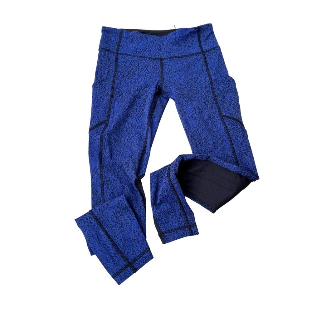 Lululemon Blue and Black Leggings With pockets Women’s Size 6 - Picture 2 of 8